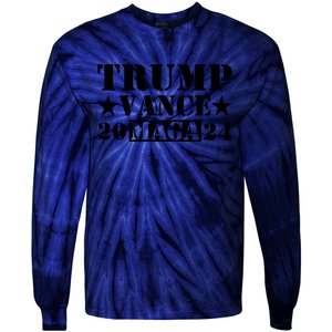 Donald Trump Jd Vance 2024 Maga Army Stamp Black Logo Tie-Dye Long Sleeve Shirt