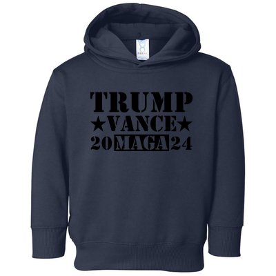 Donald Trump Jd Vance 2024 Maga Army Stamp Black Logo Toddler Hoodie