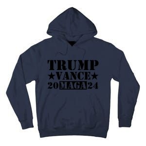 Donald Trump Jd Vance 2024 Maga Army Stamp Black Logo Tall Hoodie