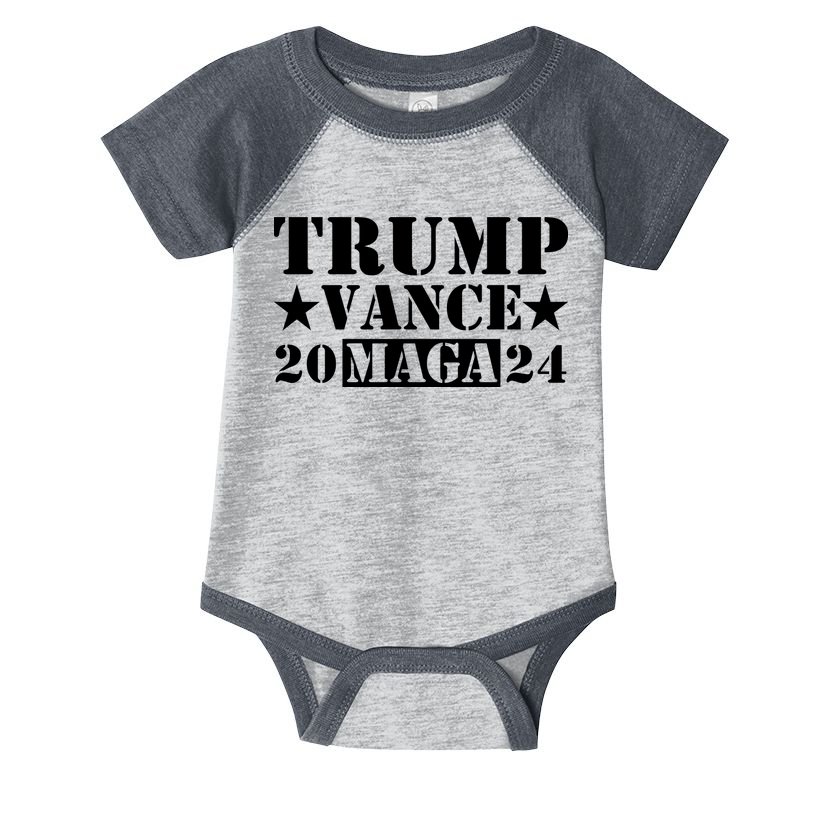 Donald Trump Jd Vance 2024 Maga Army Stamp Black Logo Infant Baby Jersey Bodysuit