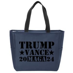 Donald Trump Jd Vance 2024 Maga Army Stamp Black Logo Zip Tote Bag