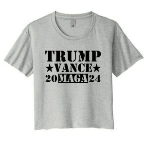 Donald Trump Jd Vance 2024 Maga Army Stamp Black Logo Women's Crop Top Tee