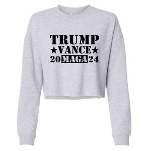 Donald Trump Jd Vance 2024 Maga Army Stamp Black Logo Cropped Pullover Crew