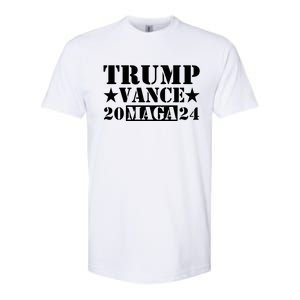 Donald Trump Jd Vance 2024 Maga Army Stamp Black Logo Softstyle CVC T-Shirt