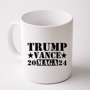 Donald Trump Jd Vance 2024 Maga Army Stamp Black Logo Coffee Mug