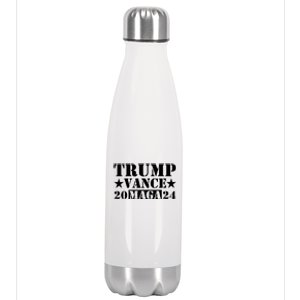 Donald Trump Jd Vance 2024 Maga Army Stamp Black Logo Stainless Steel Insulated Water Bottle