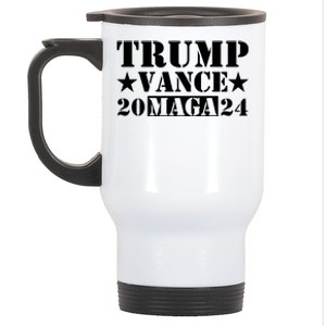 Donald Trump Jd Vance 2024 Maga Army Stamp Black Logo Stainless Steel Travel Mug