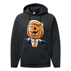 Donald Trumpkin JackOLantern Pumpkin Halloween Trump Performance Fleece Hoodie