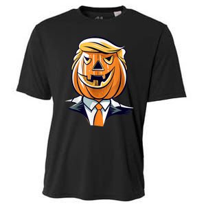 Donald Trumpkin JackOLantern Pumpkin Halloween Trump Cooling Performance Crew T-Shirt