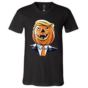 Donald Trumpkin JackOLantern Pumpkin Halloween Trump V-Neck T-Shirt