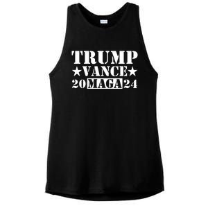 Donald Trump Jd Vance 2024 Maga Army Stamp Ladies PosiCharge Tri-Blend Wicking Tank