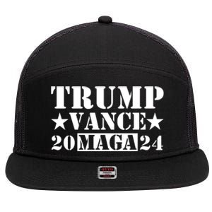 Donald Trump Jd Vance 2024 Maga Army Stamp 7 Panel Mesh Trucker Snapback Hat