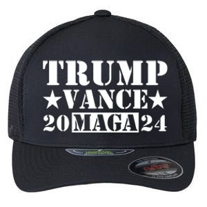 Donald Trump Jd Vance 2024 Maga Army Stamp Flexfit Unipanel Trucker Cap