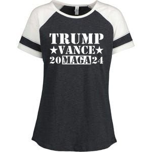 Donald Trump Jd Vance 2024 Maga Army Stamp Enza Ladies Jersey Colorblock Tee