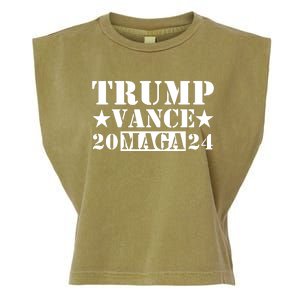 Donald Trump Jd Vance 2024 Maga Army Stamp Garment-Dyed Women's Muscle Tee