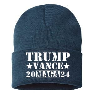 Donald Trump Jd Vance 2024 Maga Army Stamp Sustainable Knit Beanie