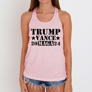 Donald Trump Jd Vance 2024 Maga Army Stamp Women's Knotted Racerback Tank