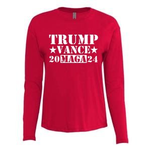 Donald Trump Jd Vance 2024 Maga Army Stamp Womens Cotton Relaxed Long Sleeve T-Shirt