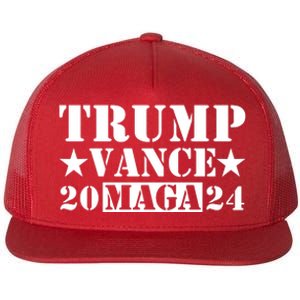 Donald Trump Jd Vance 2024 Maga Army Stamp Flat Bill Trucker Hat