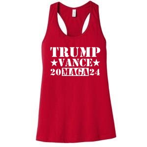 Donald Trump Jd Vance 2024 Maga Army Stamp Women's Racerback Tank