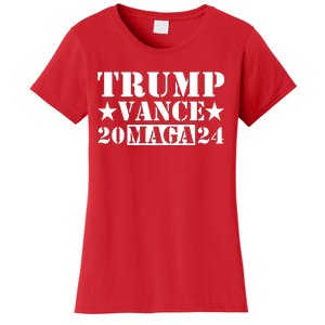 Donald Trump Jd Vance 2024 Maga Army Stamp Women's T-Shirt