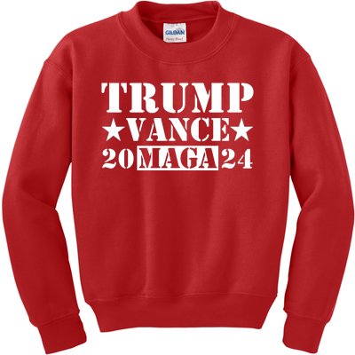 Donald Trump Jd Vance 2024 Maga Army Stamp Kids Sweatshirt