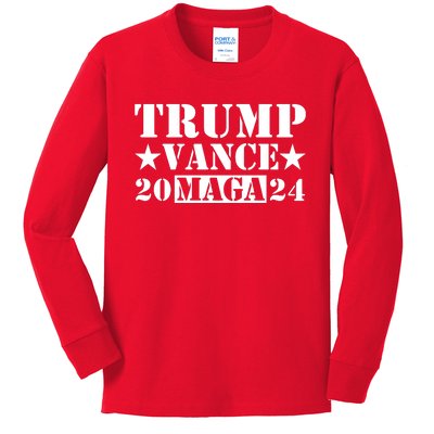 Donald Trump Jd Vance 2024 Maga Army Stamp Kids Long Sleeve Shirt