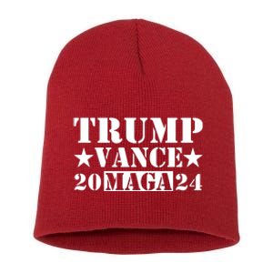 Donald Trump Jd Vance 2024 Maga Army Stamp Short Acrylic Beanie