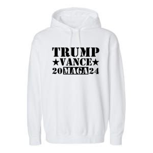 Donald Trump Jd Vance 2024 Maga Army Stamp Garment-Dyed Fleece Hoodie