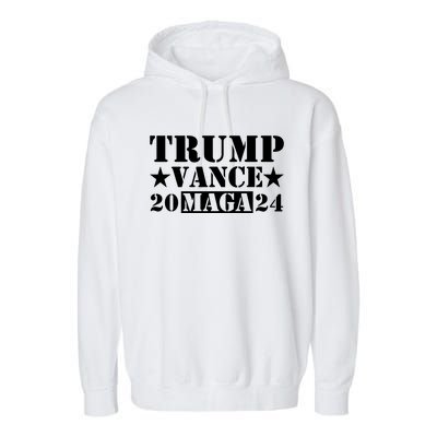 Donald Trump Jd Vance 2024 Maga Army Stamp Garment-Dyed Fleece Hoodie