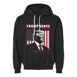 Donald Trump Jd Vance American Flag Trump Vance 2024 Garment-Dyed Fleece Hoodie