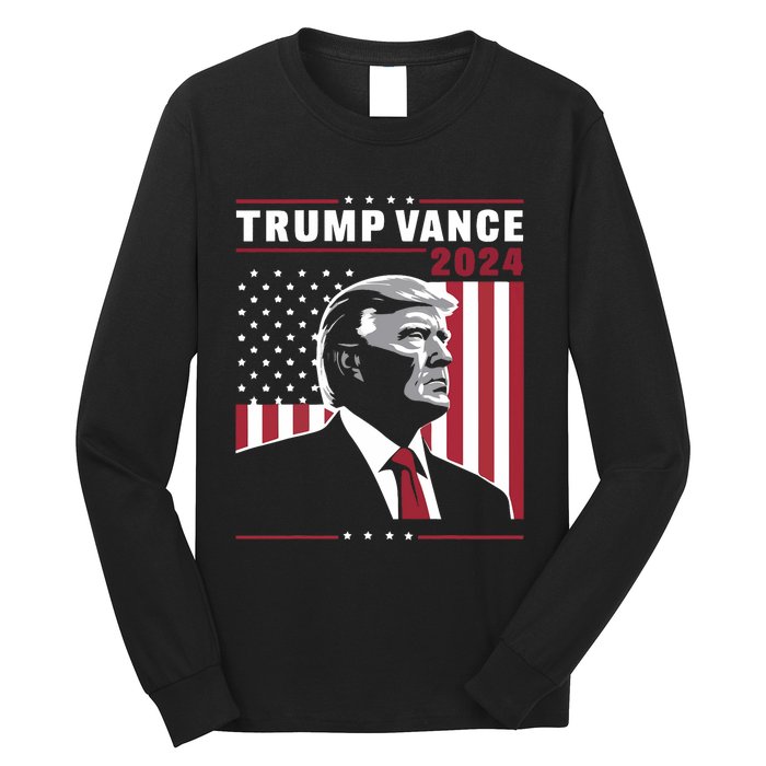 Donald Trump Jd Vance American Flag Trump Vance 2024 Long Sleeve Shirt