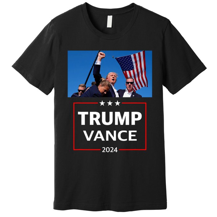 Donald Trump J.D. Vance 2024 Election Rally Campaign Event Premium T-Shirt