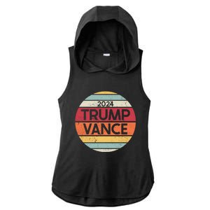 Donald Trump Jd Vance 2024 Retro Style Ladies PosiCharge Tri-Blend Wicking Draft Hoodie Tank