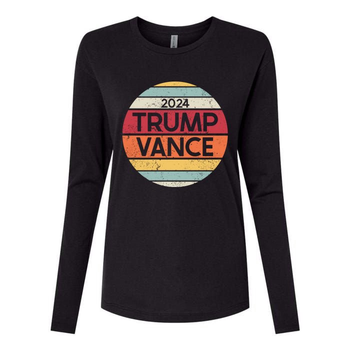 Donald Trump Jd Vance 2024 Retro Style Womens Cotton Relaxed Long Sleeve T-Shirt