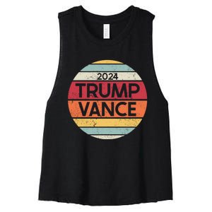 Donald Trump Jd Vance 2024 Retro Style Women's Racerback Cropped Tank