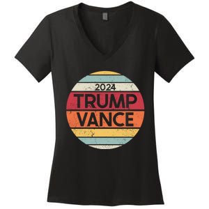 Donald Trump Jd Vance 2024 Retro Style Women's V-Neck T-Shirt