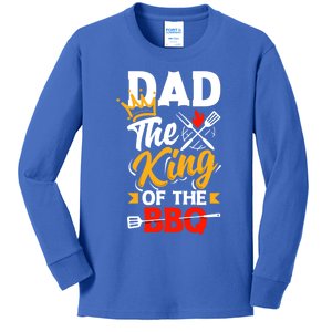 Dad The King Of The Bbq Father's Day Grill Gift Kids Long Sleeve Shirt