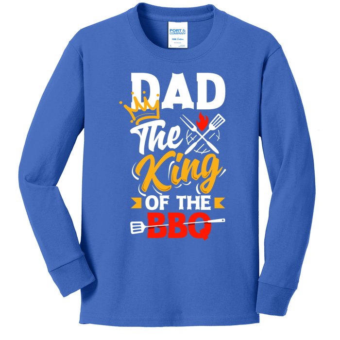 Dad The King Of The Bbq Father's Day Grill Gift Kids Long Sleeve Shirt