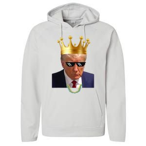 Donald Trump King Trump Mug Shot Aug. 2024 Thug Life Retro Performance Fleece Hoodie