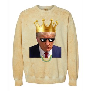 Donald Trump King Trump Mug Shot Aug. 2024 Thug Life Retro Colorblast Crewneck Sweatshirt