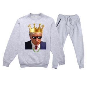 Donald Trump King Trump Mug Shot Aug. 2024 Thug Life Retro Premium Crewneck Sweatsuit Set