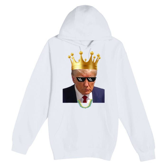 Donald Trump King Trump Mug Shot Aug. 2024 Thug Life Retro Premium Pullover Hoodie