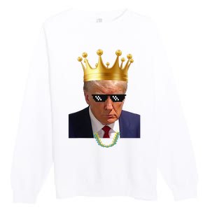 Donald Trump King Trump Mug Shot Aug. 2024 Thug Life Retro Premium Crewneck Sweatshirt