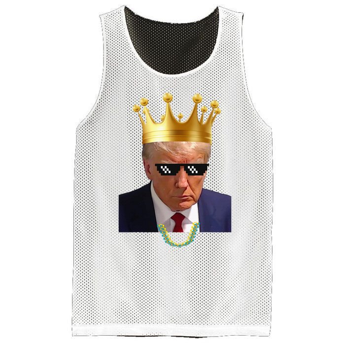 Donald Trump King Trump Mug Shot Aug. 2024 Thug Life Retro Mesh Reversible Basketball Jersey Tank