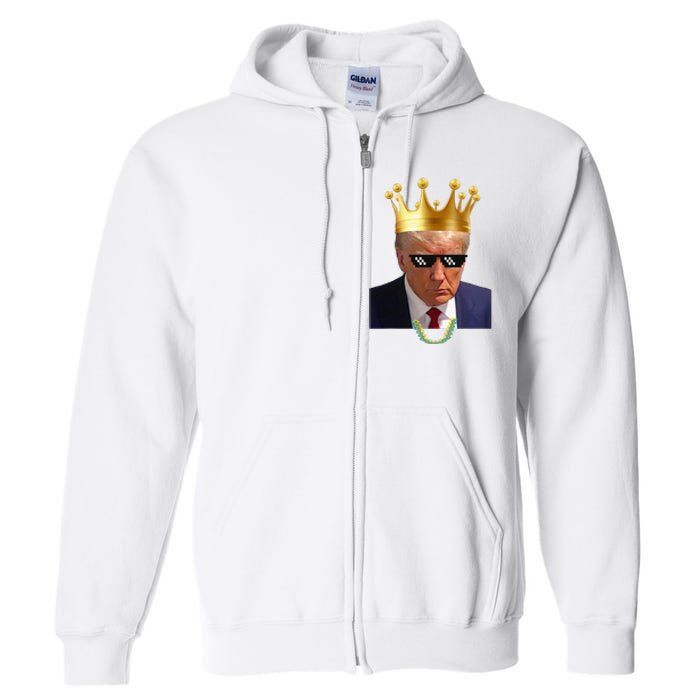 Donald Trump King Trump Mug Shot Aug. 2024 Thug Life Retro Full Zip Hoodie