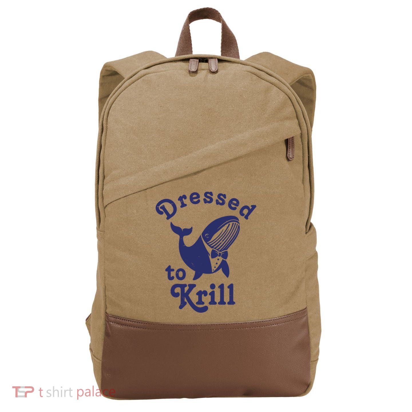 Dressed To Krill Funny Killer Whale Cotton Canvas Backpack