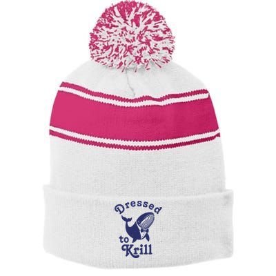 Dressed To Krill Funny Killer Whale Stripe Pom Pom Beanie