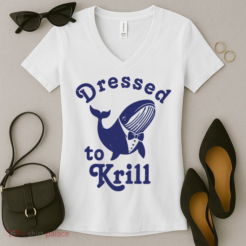 Dressed To Krill Funny Killer Whale Women's V-Neck T-Shirt
