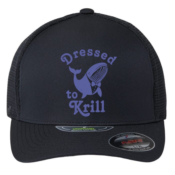 Dressed To Krill Whale Funny Flexfit Unipanel Trucker Cap